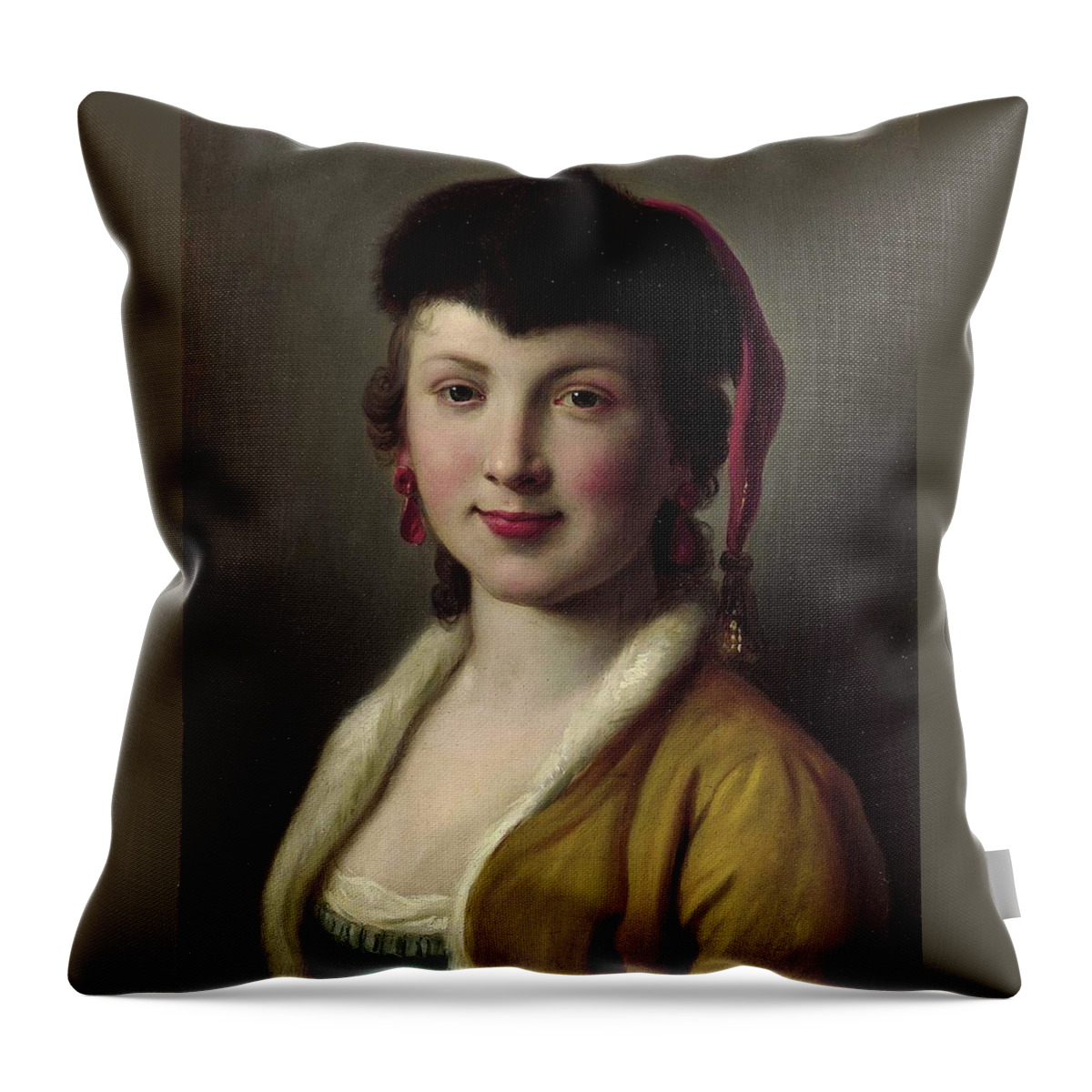 Pietro Antonio Rotari (italian. 1707-1762) Throw Pillow featuring the painting Lady by MotionAge Designs