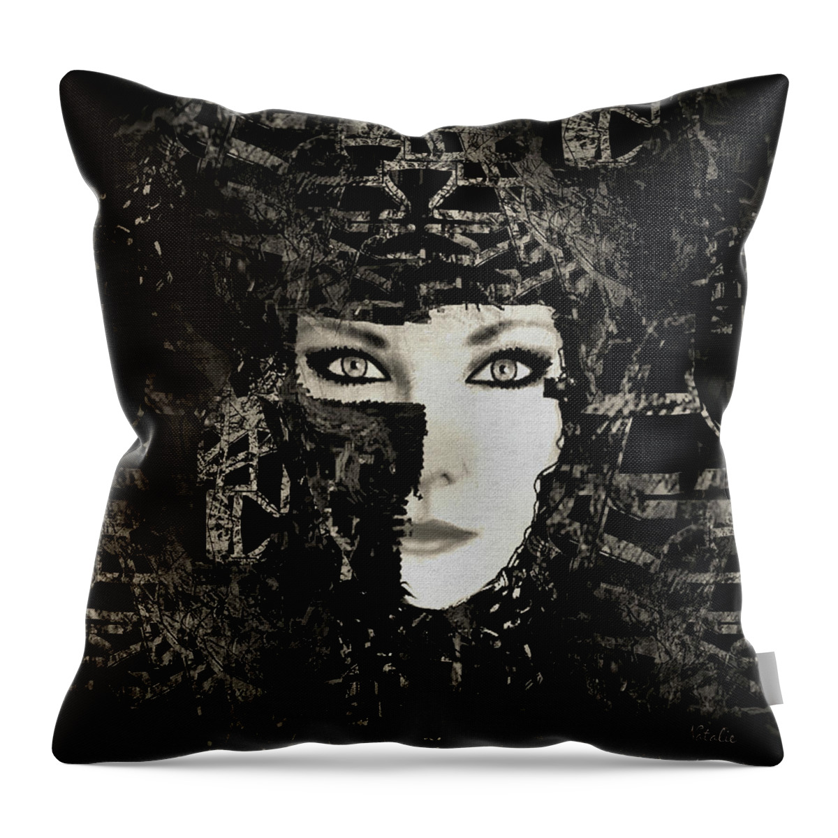 Woman Throw Pillow featuring the mixed media Lady Warrior by Natalie Holland