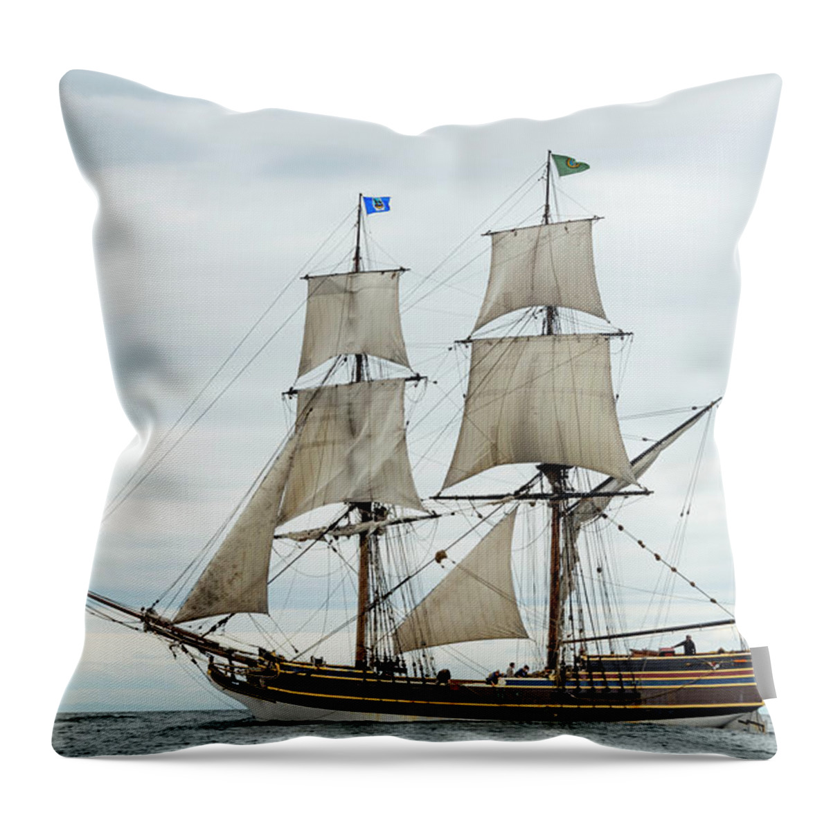 Tall Ships Throw Pillow featuring the photograph Lady Washington and Friends by Bob VonDrachek