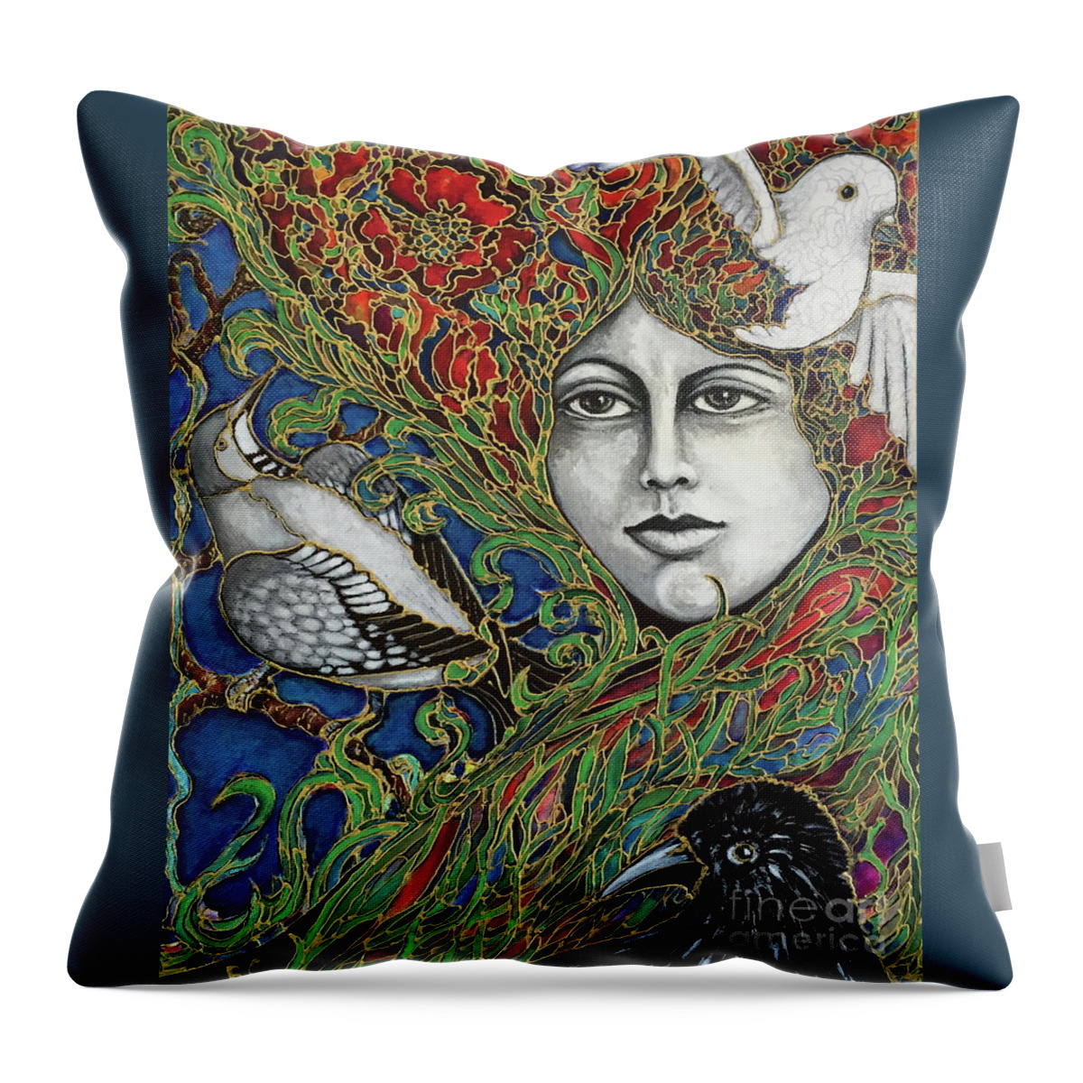Art Nouveau Throw Pillow featuring the painting Ladybird by Rae Chichilnitsky