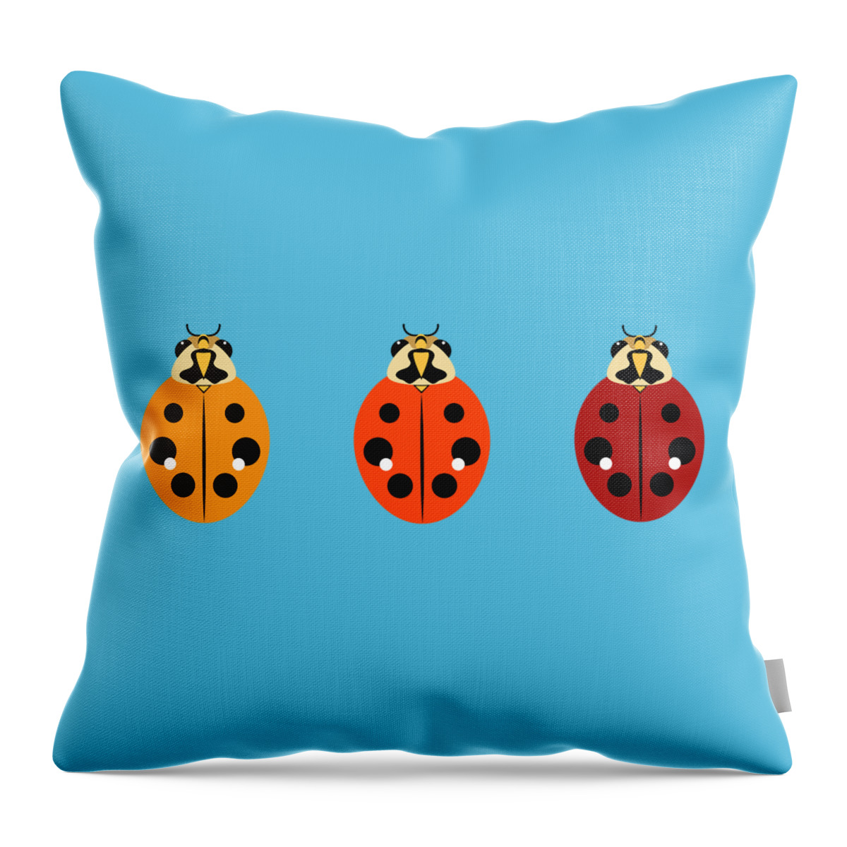 Graphic Animal Throw Pillow featuring the digital art Ladybug Trio Horizontal by MM Anderson