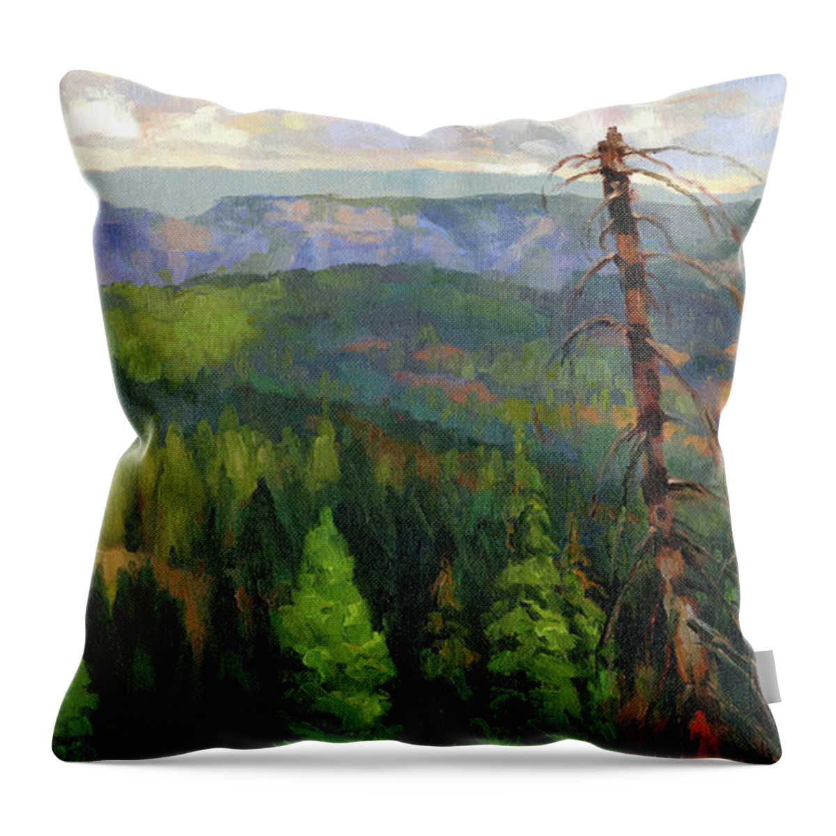 Wilderness Throw Pillow featuring the painting Ladycamp by Steve Henderson