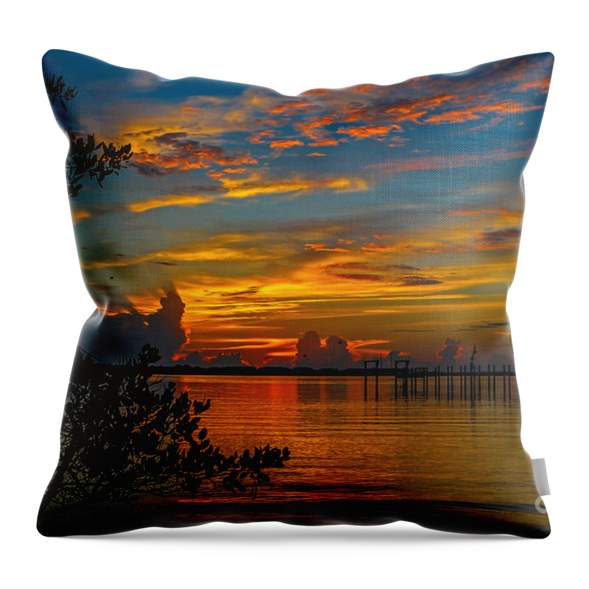 Sunrise Throw Pillow featuring the photograph Lagoon Sunrise by Tom Claud