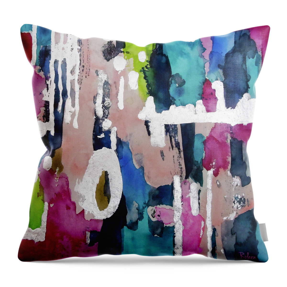Art Print Throw Pillow featuring the painting Lagoon Swoon No1 by Roleen Senic