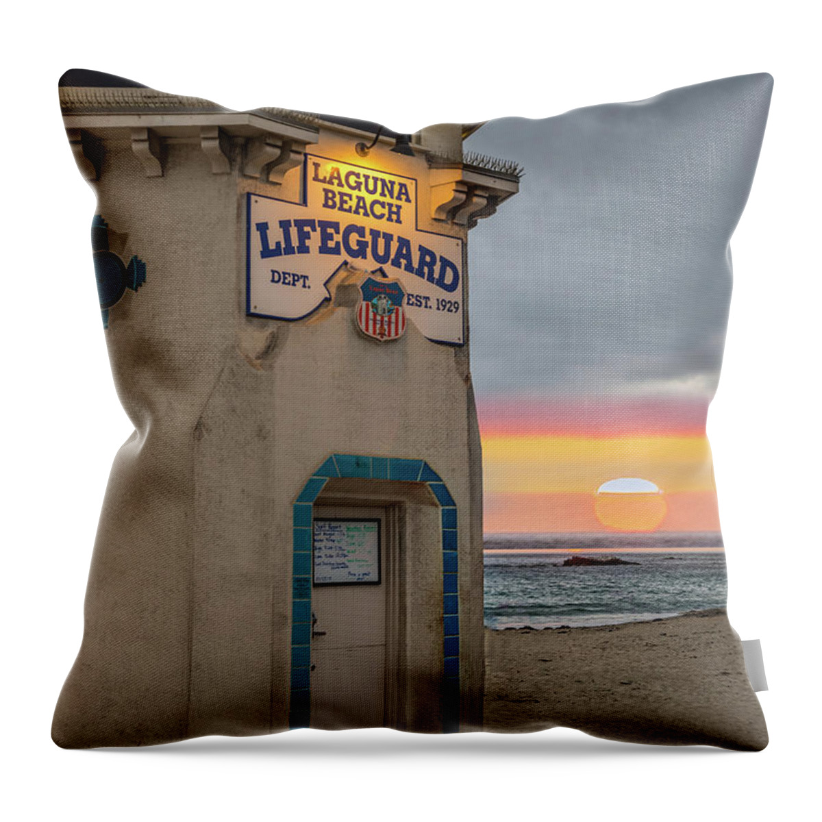 Beach Throw Pillow featuring the photograph Laguna Beach Sunset by Peter Tellone