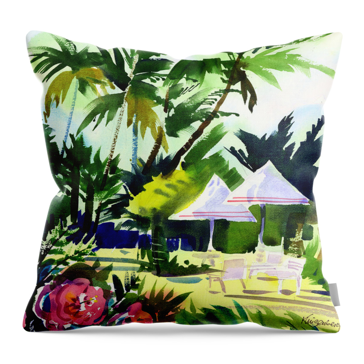 Hawaii Throw Pillow featuring the painting Lahaina Afternoon by Lee Klingenberg