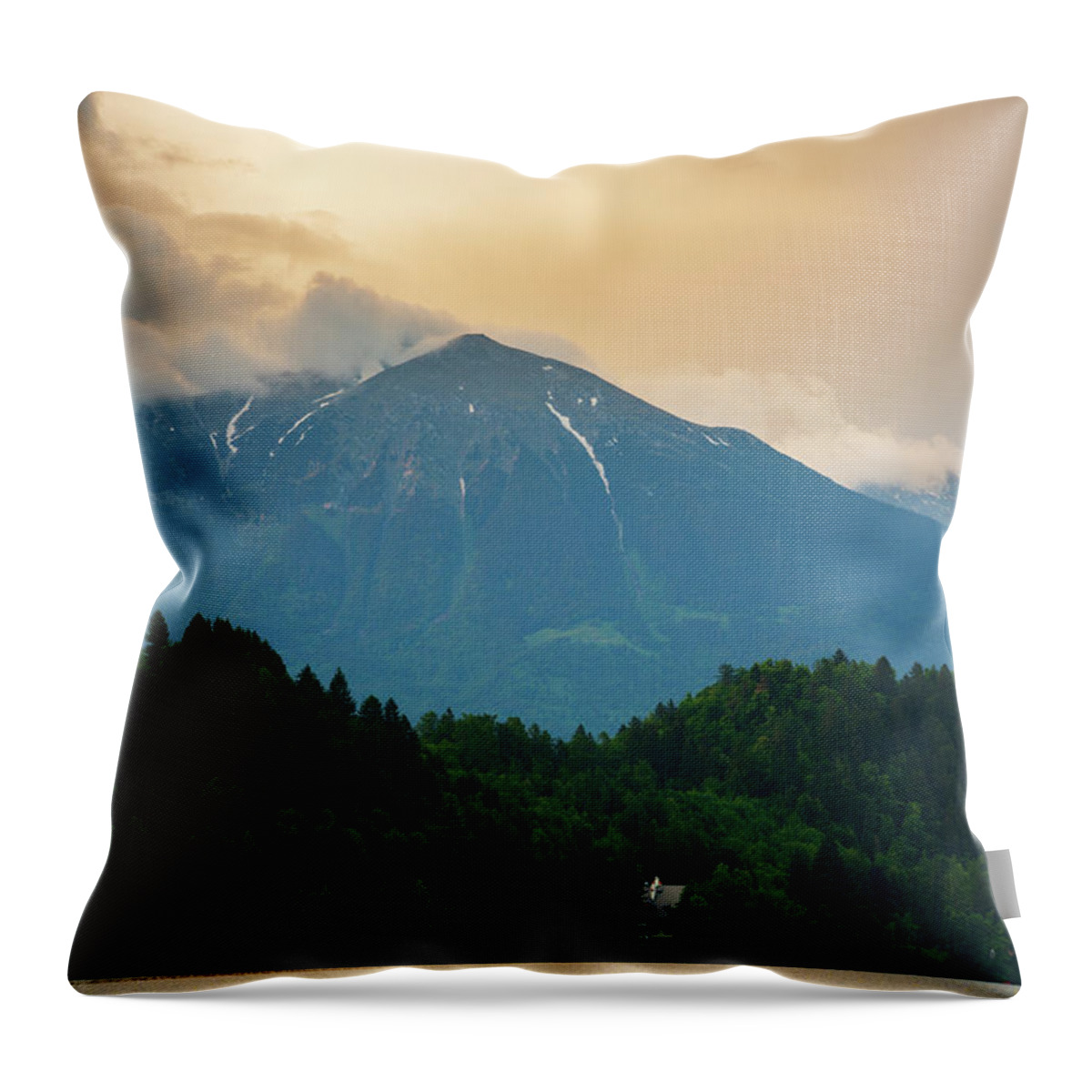 Bled Throw Pillow featuring the photograph Lake Bled and castle by Ian Middleton
