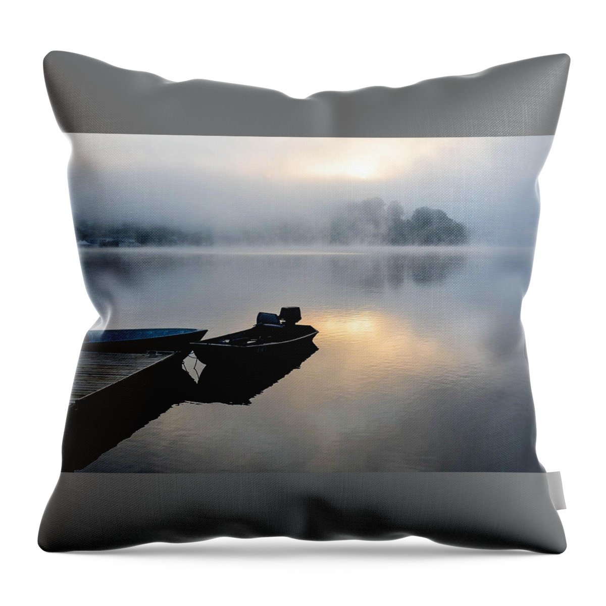 Sunrise Throw Pillow featuring the photograph Lake Calm by Chuck Brown