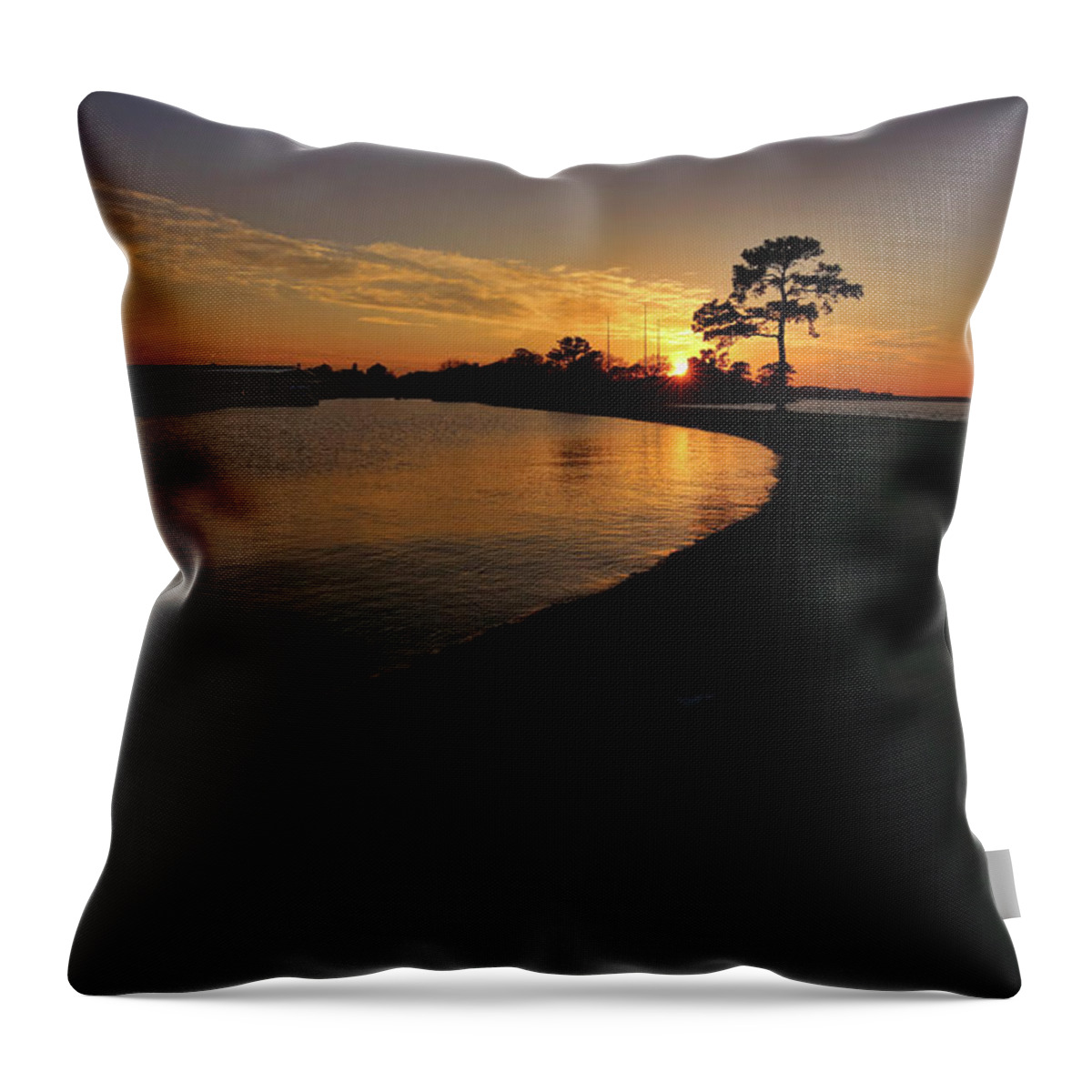 Lake Conroe Throw Pillow featuring the photograph Lake Conroe Sunset by Judy Vincent