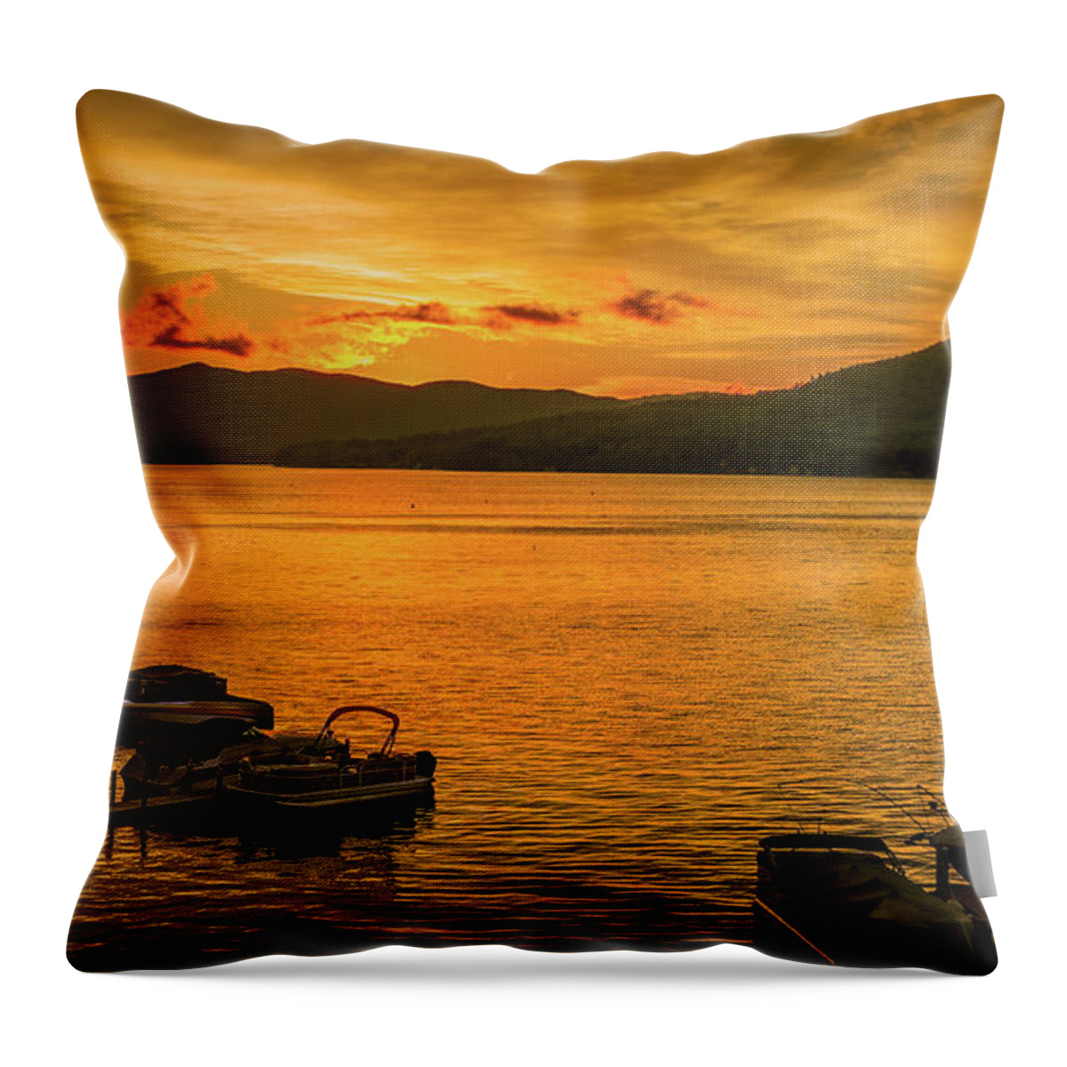 Sunrise Throw Pillow featuring the photograph Lake George sunrise by Claudia M Photography