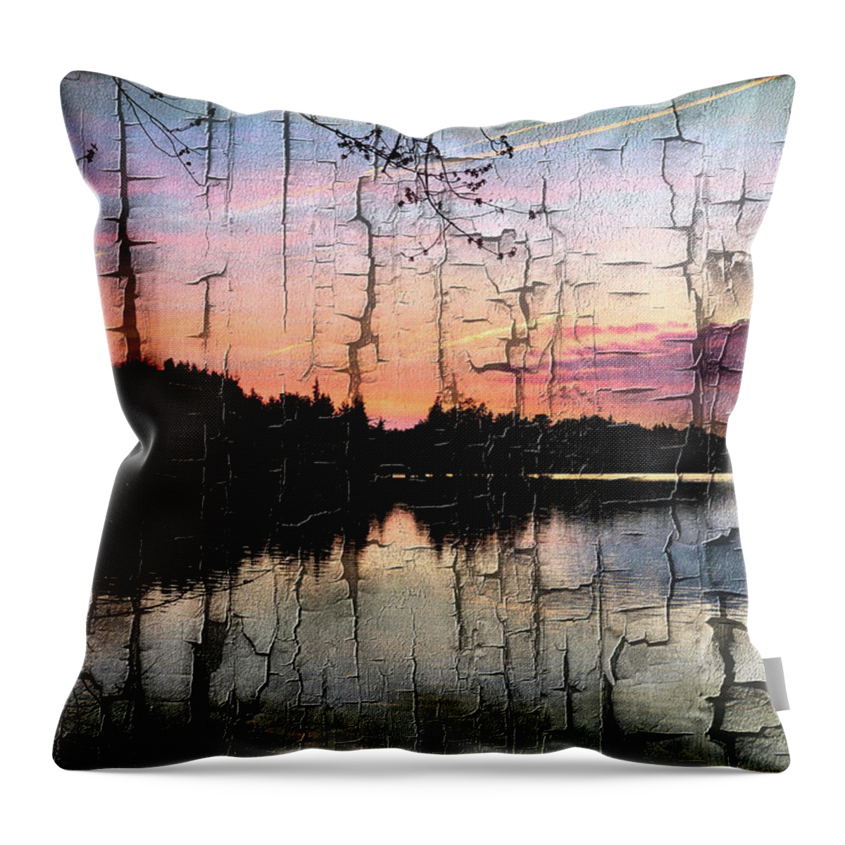Landscape Throw Pillow featuring the digital art Lake Horicon 4 by Sami Martin