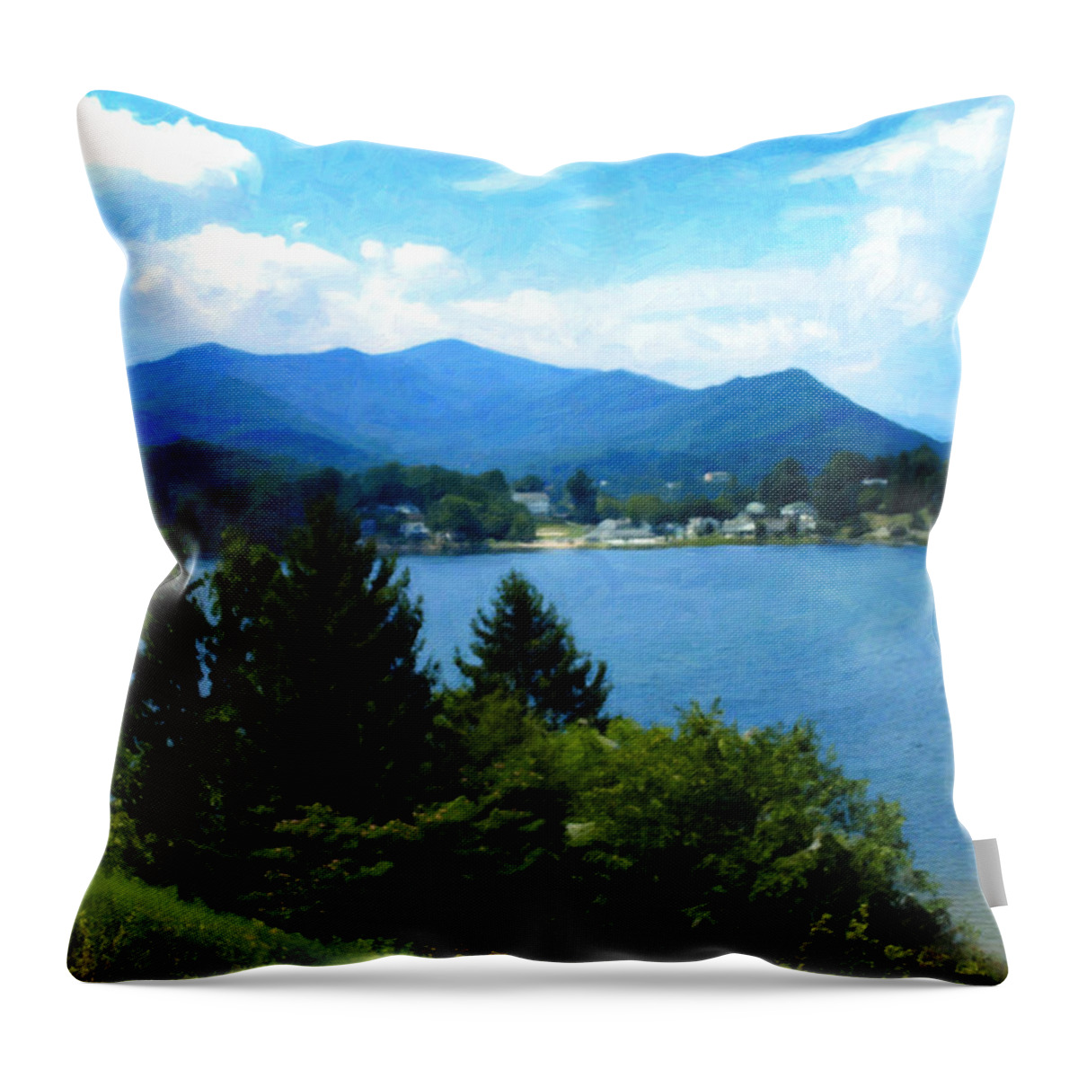 Lake Junaluska Throw Pillow featuring the digital art Lake Junaluska NC by Flees Photos