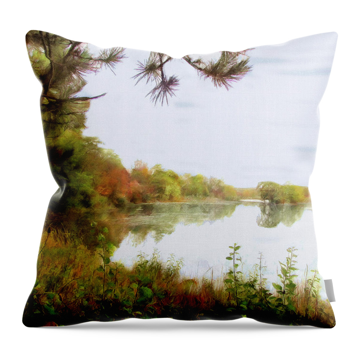Cedric Hampton Throw Pillow featuring the photograph Lake Katherine In October by Cedric Hampton
