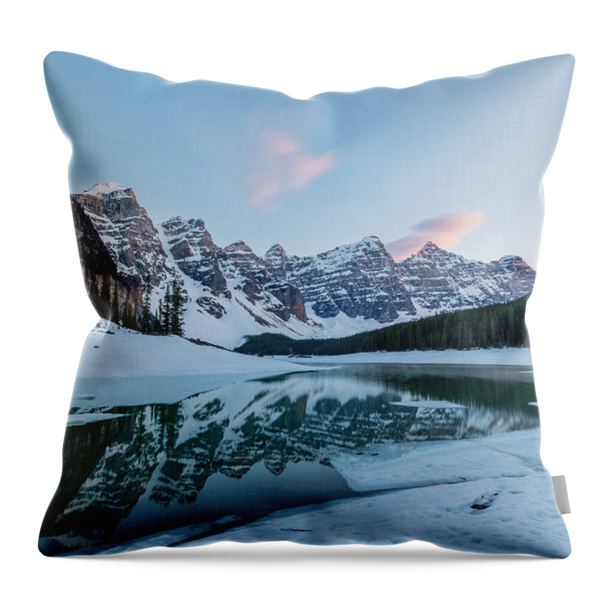 Photosbymch Throw Pillow featuring the photograph Moraine Lake at Sunset by M C Hood