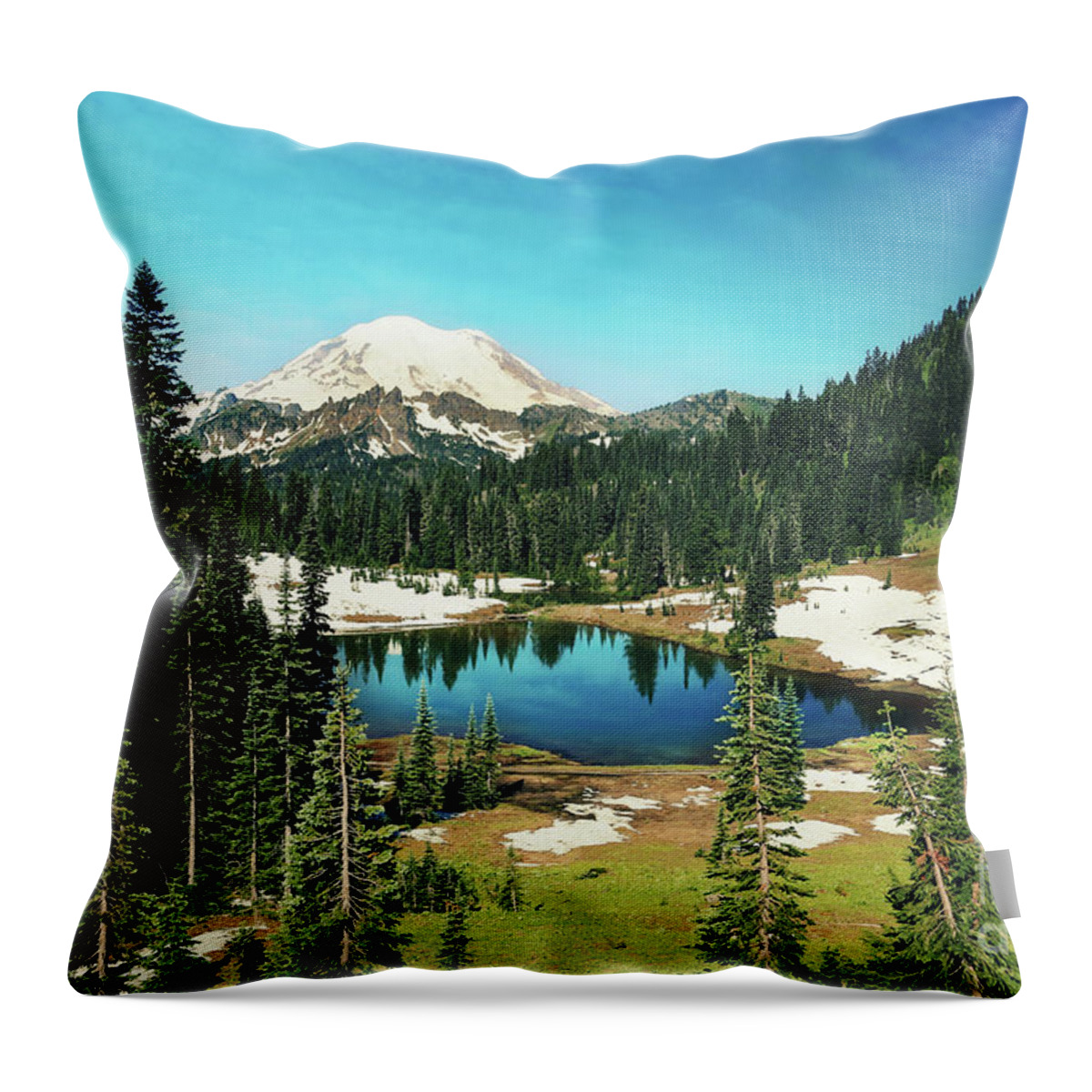 Photography Throw Pillow featuring the photograph Lake reflections by Sylvia Cook
