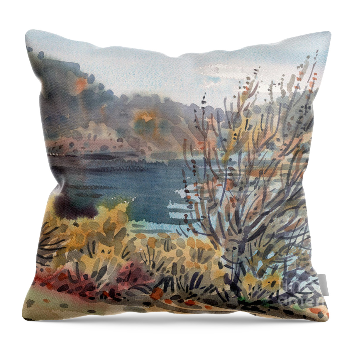 Lake Roosevelt Throw Pillow featuring the painting Lake Roosevelt by Donald Maier