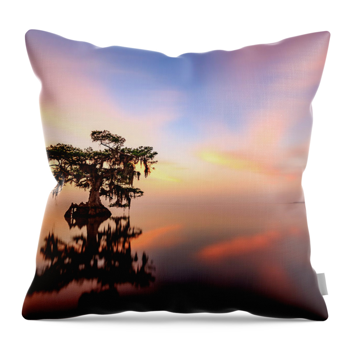 Blue Cypress Lake Throw Pillow featuring the photograph Lake Sunrise by Stefan Mazzola