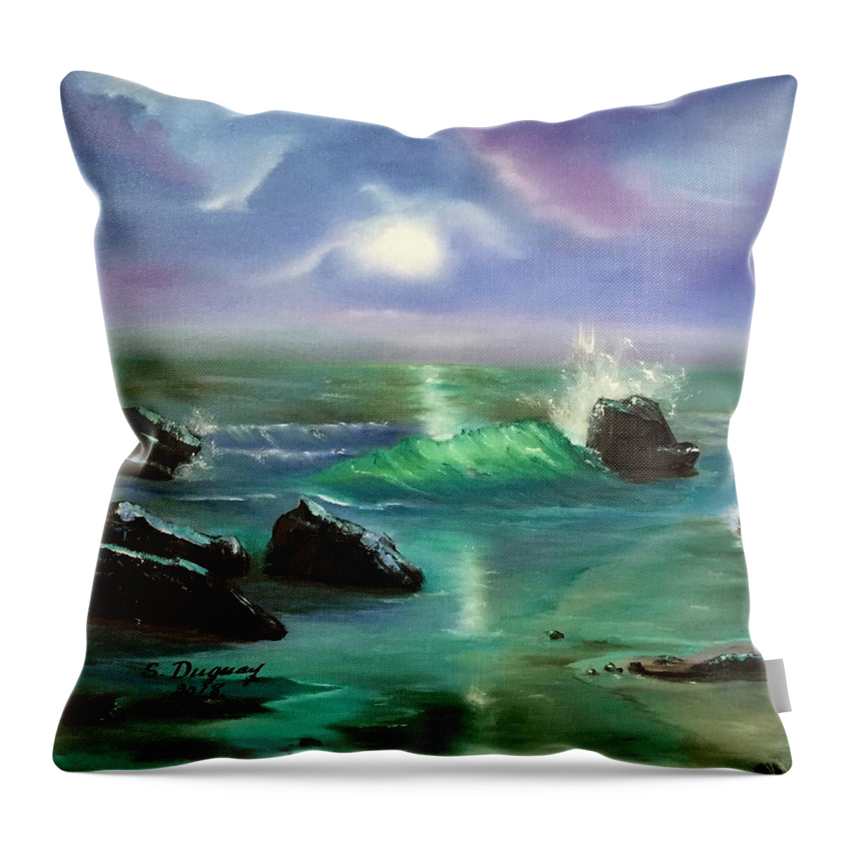  Luminous Throw Pillow featuring the painting Lake Superior Evening by Sharon Duguay