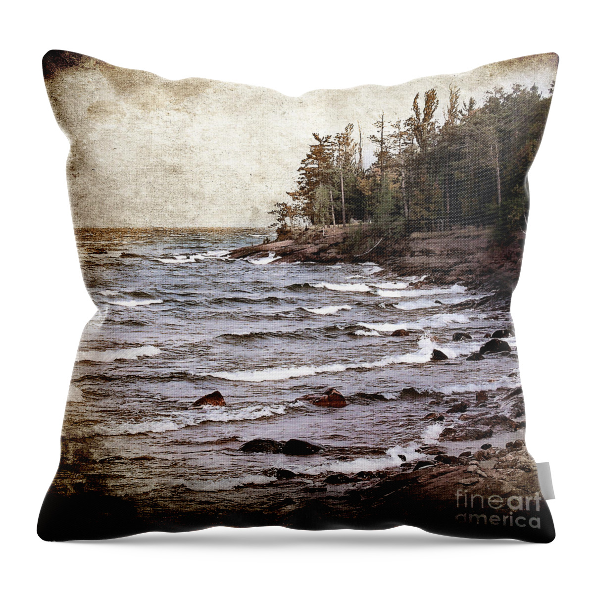 Lake Throw Pillow featuring the photograph Lake Superior Waves by Phil Perkins