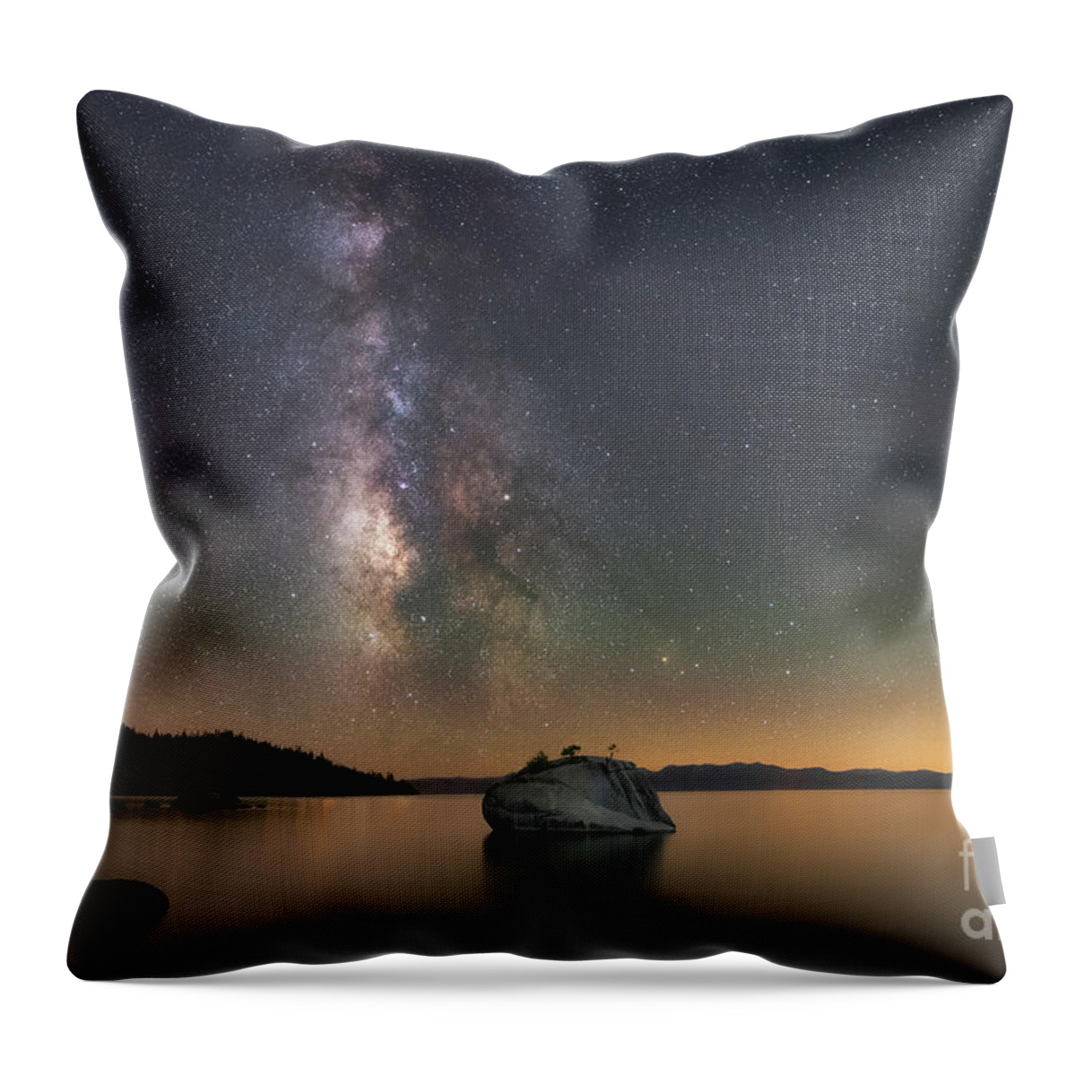 Bonsai Rock Throw Pillow featuring the photograph Lake Tahoe Milky Way by Michael Ver Sprill