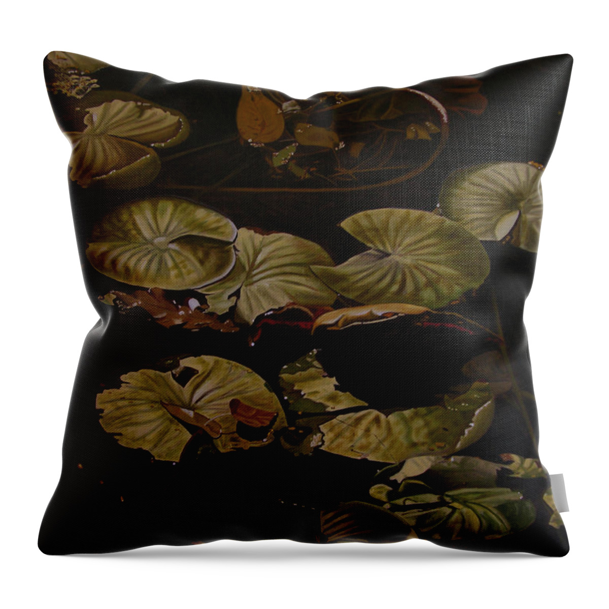 Lilypad Throw Pillow featuring the painting Lake Washington Lily Pad 9 by Thu Nguyen