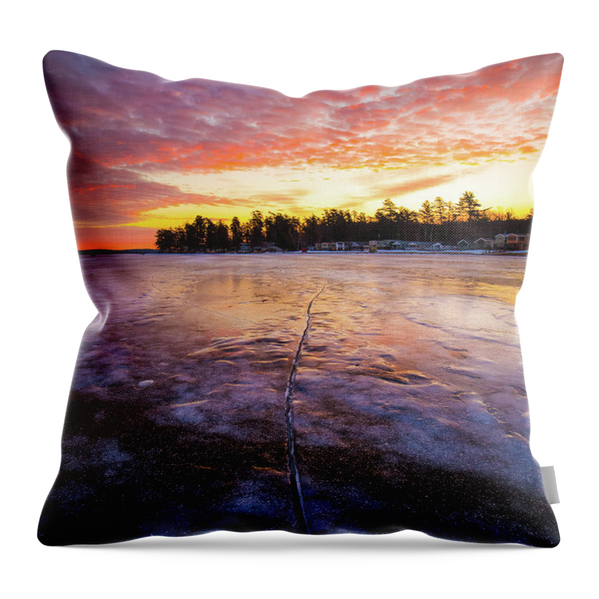 Gilford Throw Pillow featuring the photograph Lake Winnipesaukee January Sunrise by Robert Clifford