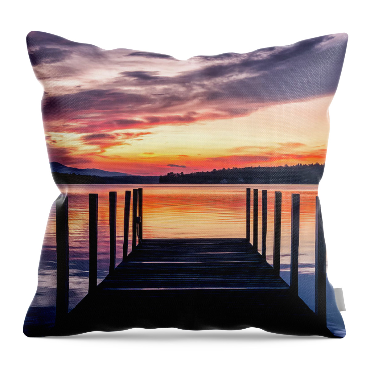 Sunrise Throw Pillow featuring the photograph Lake Winnipesaukee Sunrise by Steven Campbell