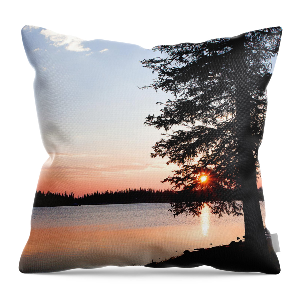 Sunrises; Sunrise Reflection Throw Pillow featuring the photograph Lakeside Dawn by Jim Garrison