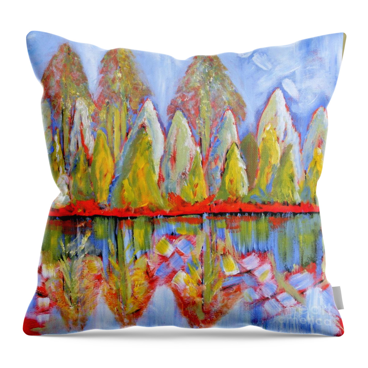 Bight Throw Pillow featuring the painting Lakeside by Tracey Lee Cassin
