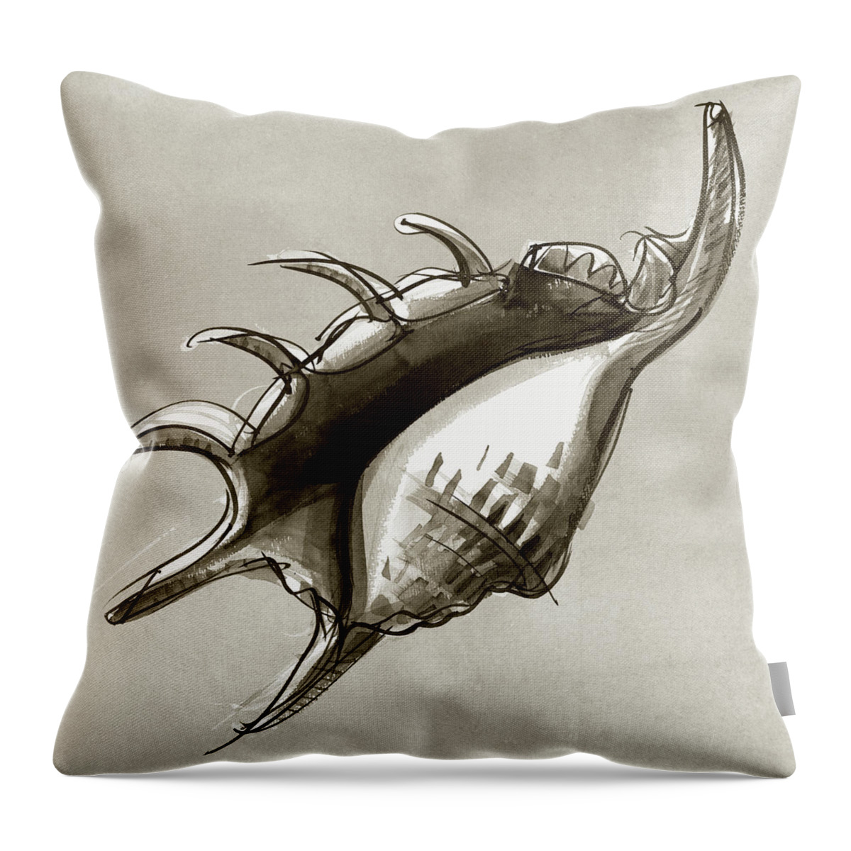 Seashell Throw Pillow featuring the painting Lambis Shell by Judith Kunzle