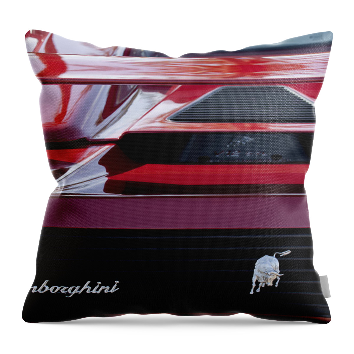 Lamborghini Throw Pillow featuring the photograph Lamborghini Rear View by Jill Reger