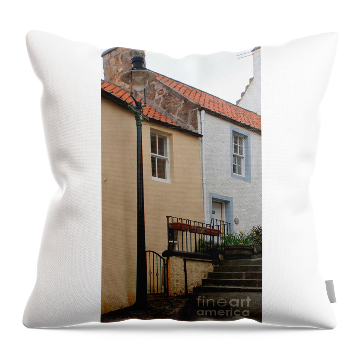 Lamppost Throw Pillow featuring the photograph Lamppost on narrow street by Elena Perelman