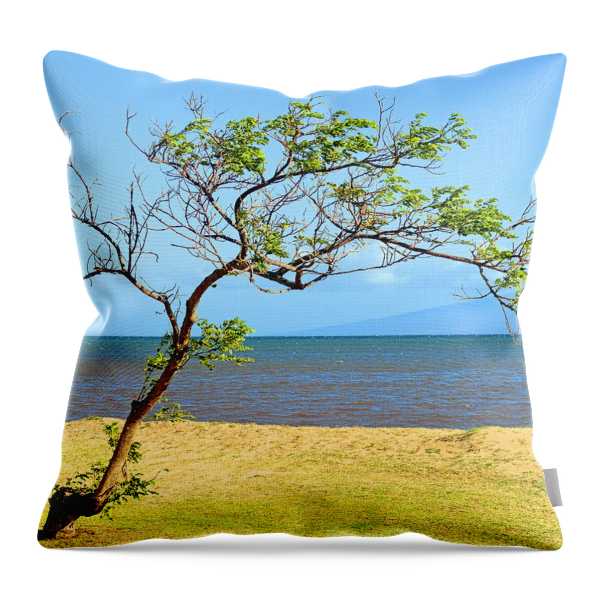Molokai Throw Pillow featuring the photograph Lanai Leaning by Robert Meyers-Lussier