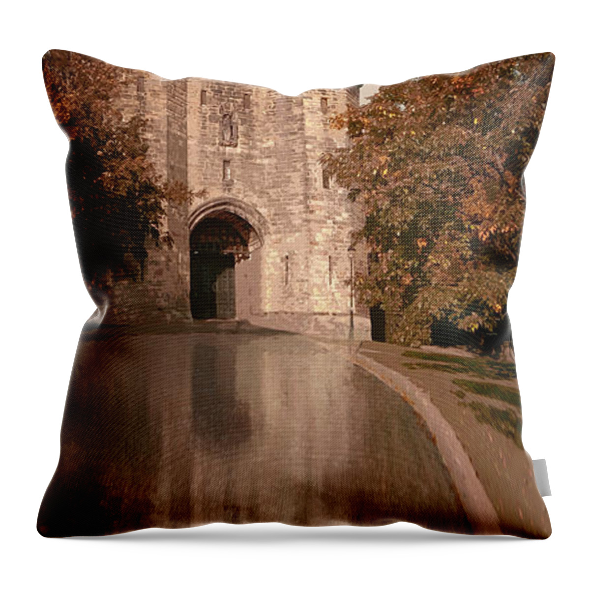 Lancaster Throw Pillow featuring the digital art Lancaster Castle by Joe Tamassy