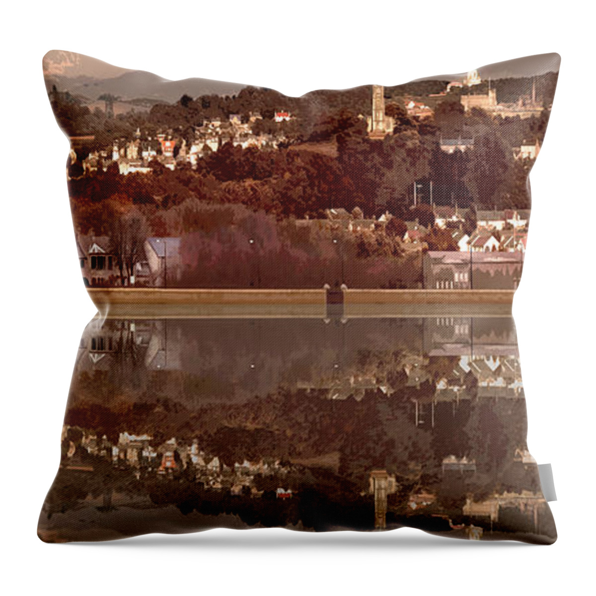 Lancaster Throw Pillow featuring the digital art Lancaster Reflection by Joe Tamassy