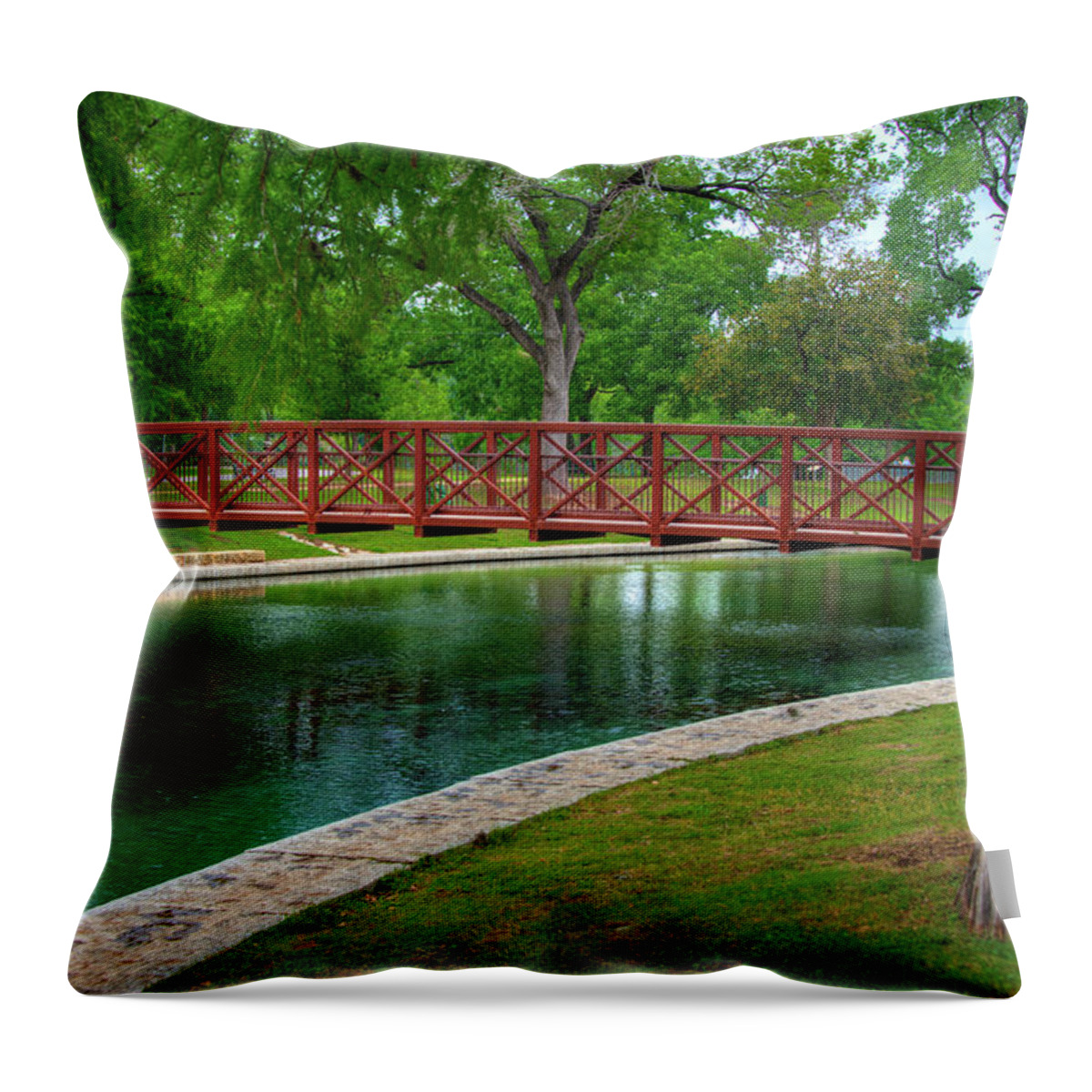 Landa Park Bridge Throw Pillow featuring the photograph Landa Park Bridge by Kelly Wade