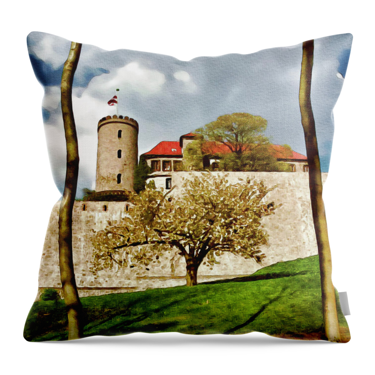 Sparrenberg Castle Throw Pillow featuring the photograph Landmark Sparrenburg Castle by Gabriele Pomykaj