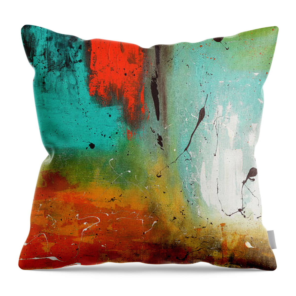 Abstract Art Throw Pillow featuring the painting Landmarks by Carmen Guedez