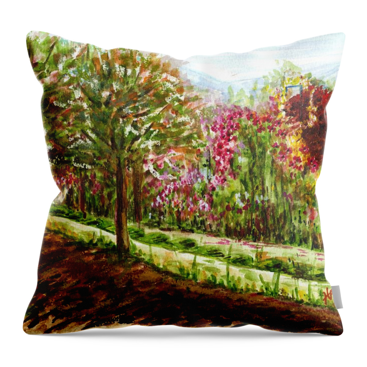 Landscape Throw Pillow featuring the painting Landscape 2 by Harsh Malik