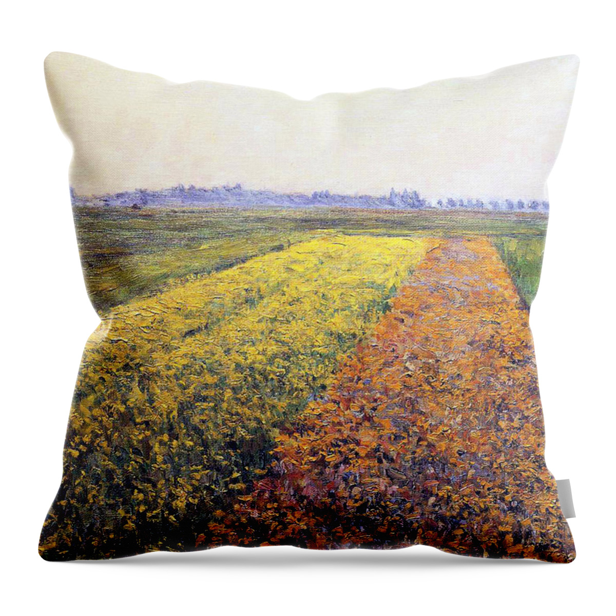 Land Throw Pillow featuring the painting Landscape by Gustave Caillebotte