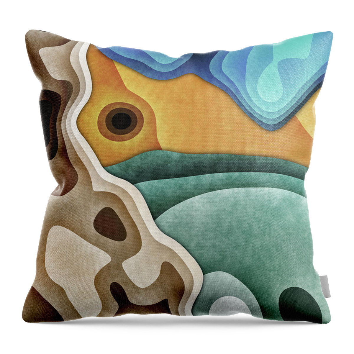 Earth Tones Throw Pillow featuring the digital art Landscape of Layers by Phil Perkins