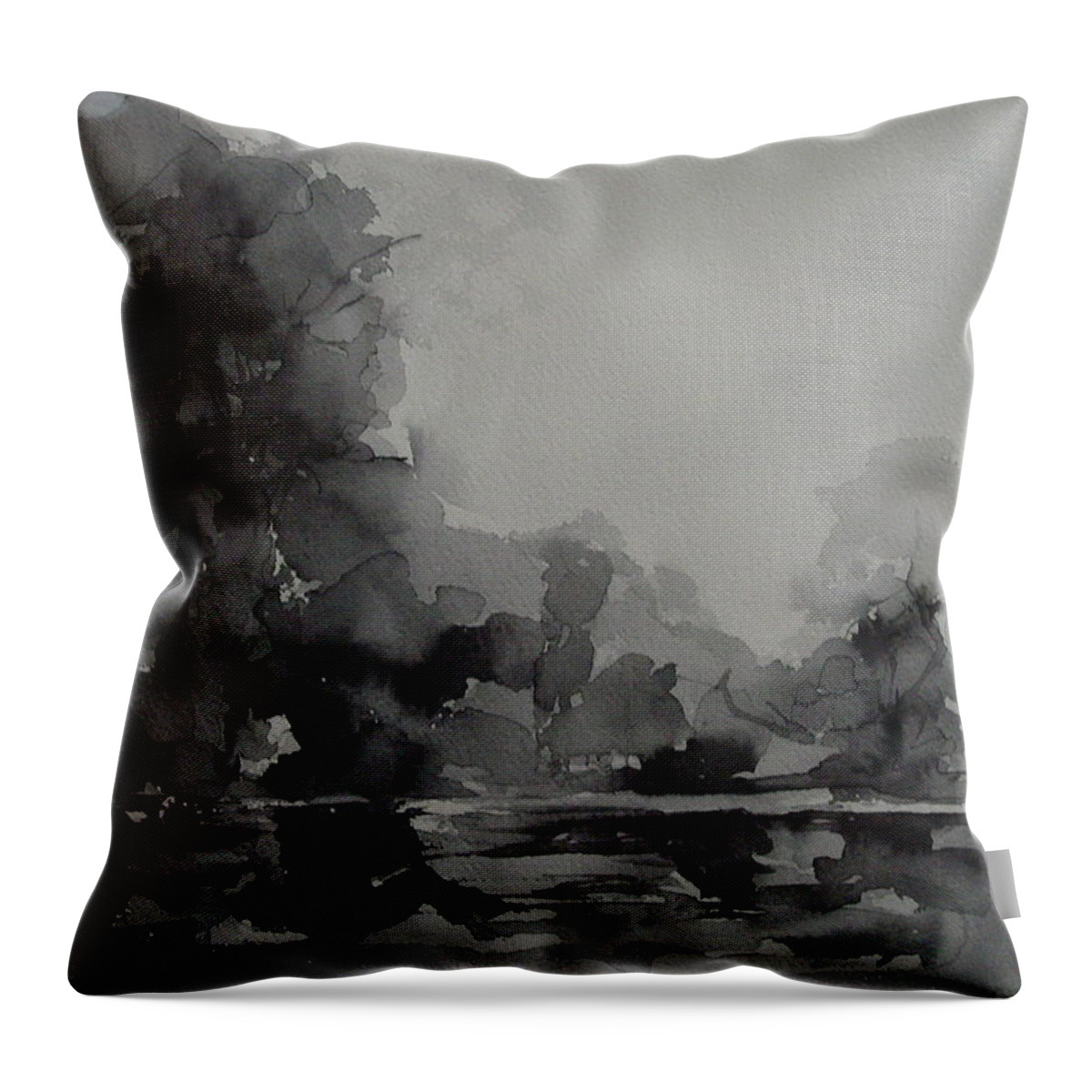 Value Throw Pillow featuring the painting Landscape Value Study by Robin Miller-Bookhout