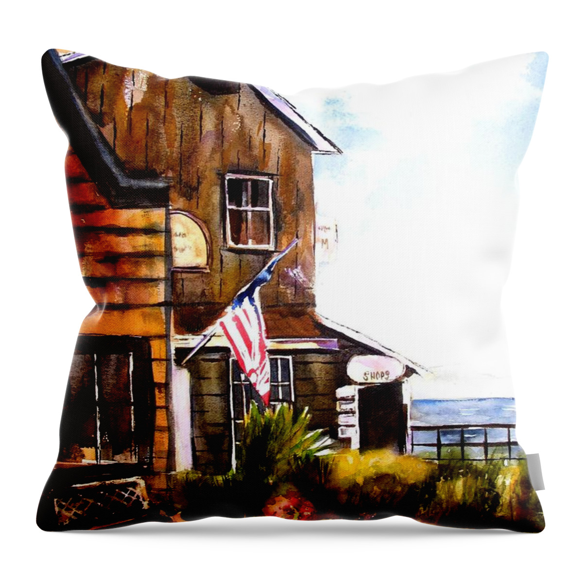Langley Throw Pillow featuring the painting Langley Washington by Marti Green