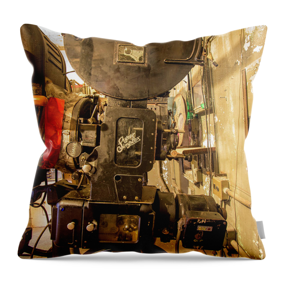 Landsdowne Throw Pillow featuring the photograph Lansdowne Theater projector by Michael Porchik