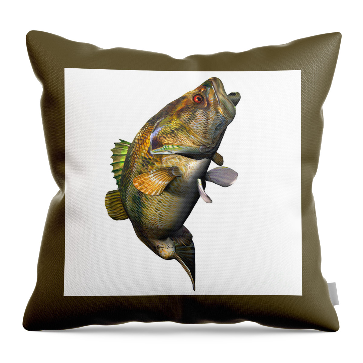 Largemouth Bass Throw Pillow featuring the painting Largemouth Bass Strike by Corey Ford