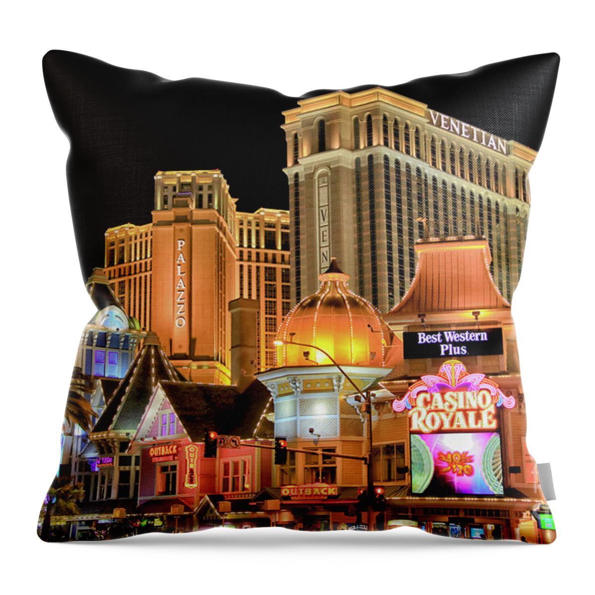 Las Vegas Throw Pillow featuring the photograph Las Vegas Night Life by Mariola Bitner