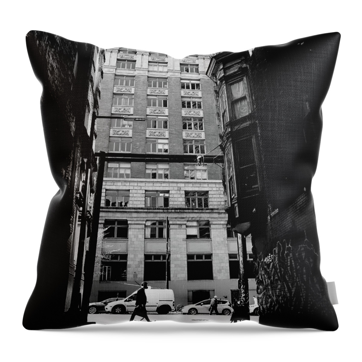 Street Photography Throw Pillow featuring the photograph Last jacket by J C