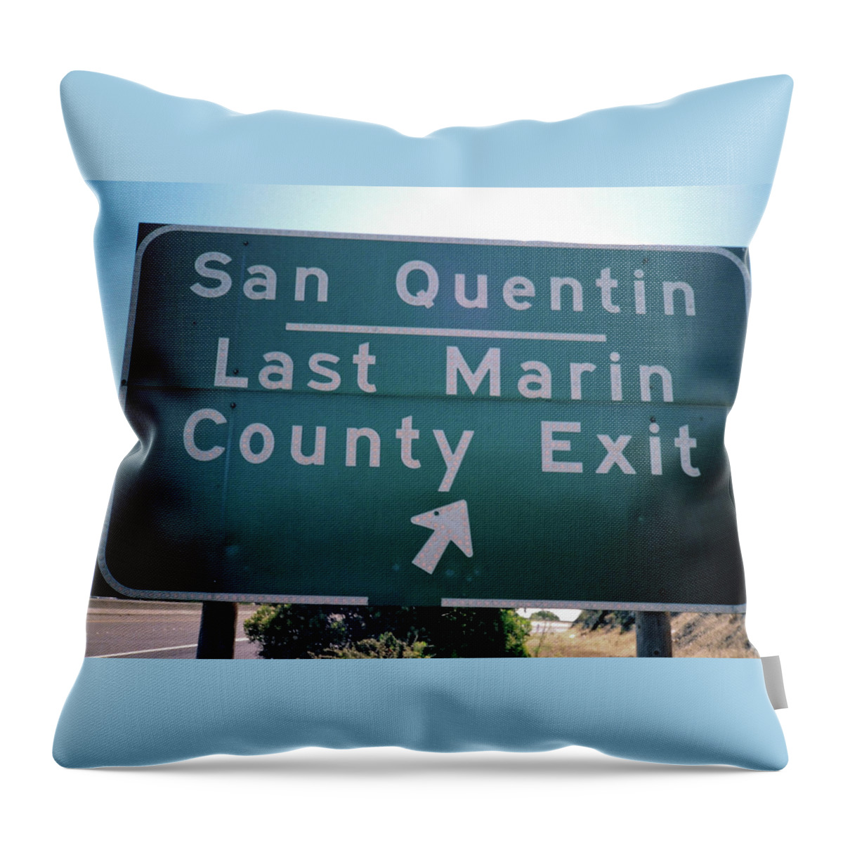 Color Throw Pillow featuring the photograph Last Marin County Exit by Frank DiMarco