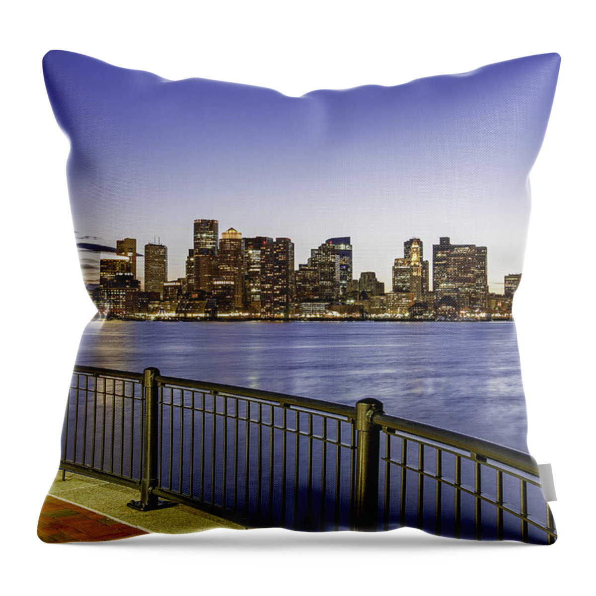 Boston City Skyline Throw Pillow featuring the photograph Last Night Sunset in Boston by Juergen Roth