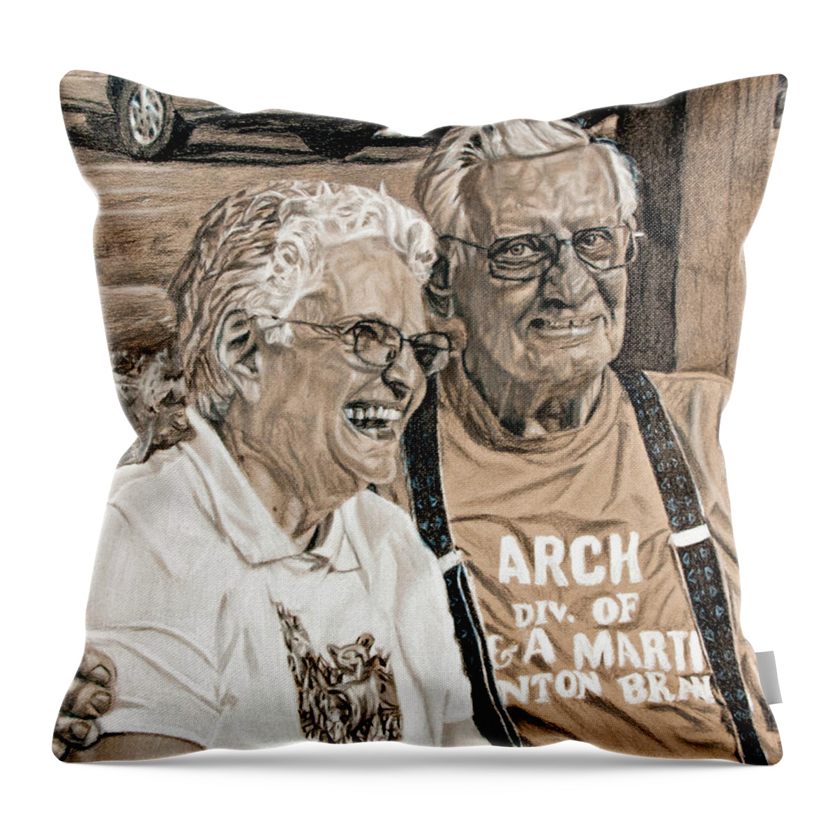 Portrait Throw Pillow featuring the drawing Last Reunion by David Martin